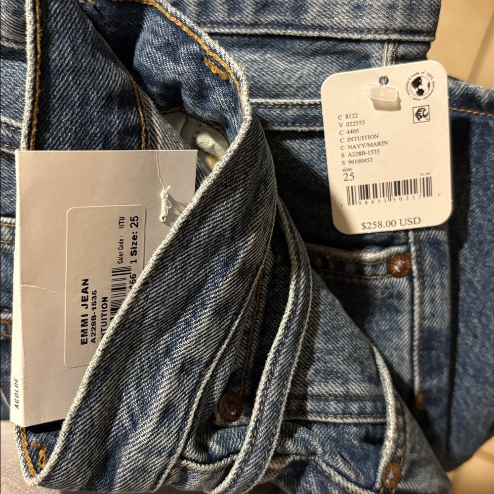 NEW $258 Agolde Emmi Jeans in Intuition Wide Leg Ribbon Denim Belt - Picture 5 of 5